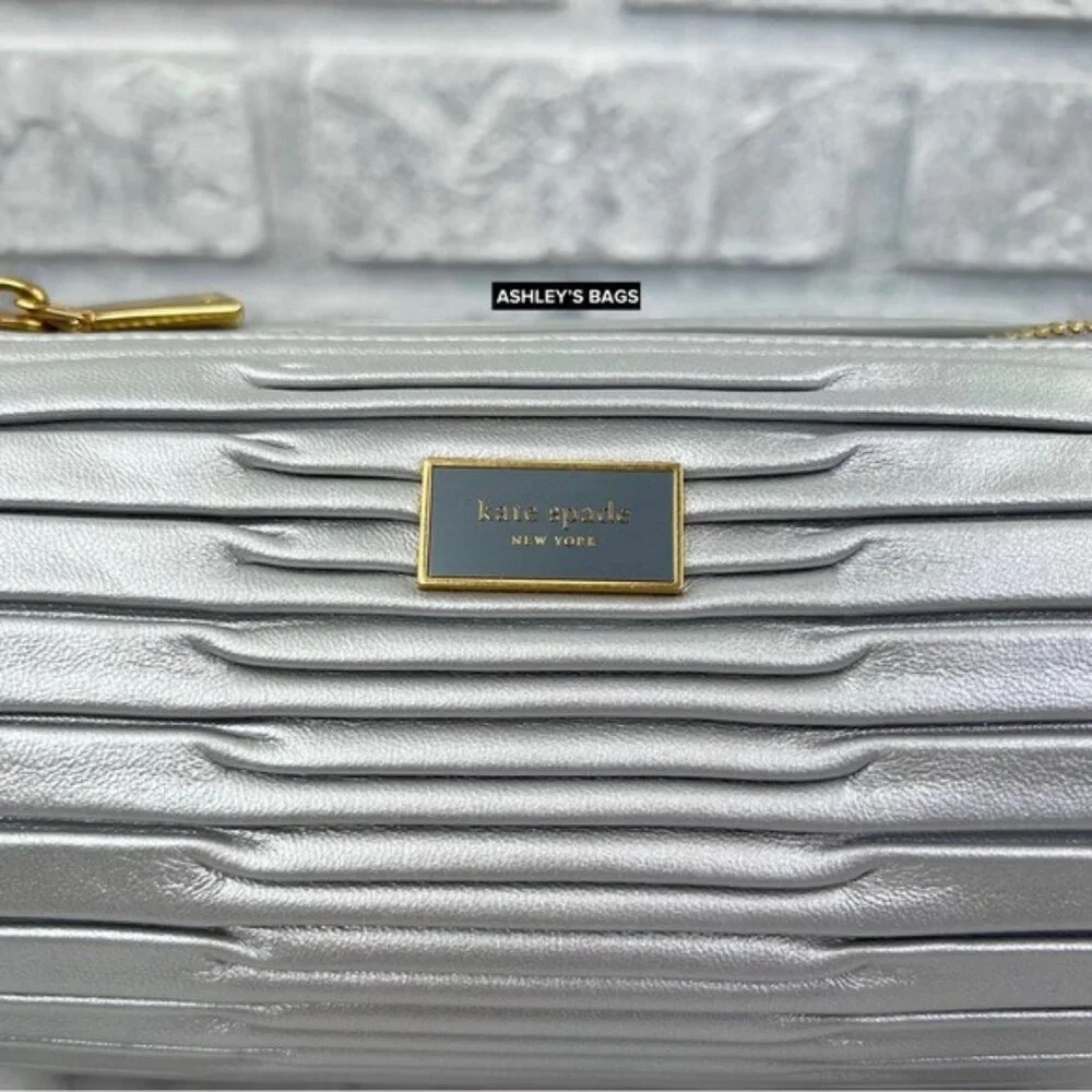 Kate Spade Sweet Treats Festive Pleated Small Barrel Bag In Starlight Silver
